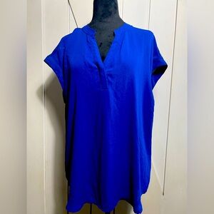Women's Blue V-Neck Top